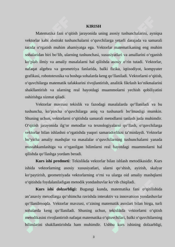 TEKISLIKDA VEKTORLARNI O'QITISH METODIKASI 3