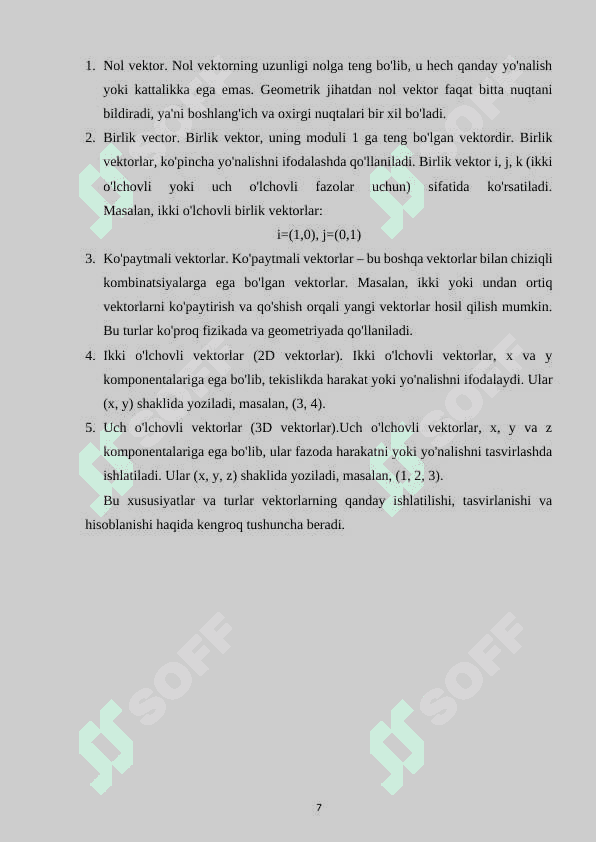TEKISLIKDA VEKTORLARNI O'QITISH METODIKASI 7