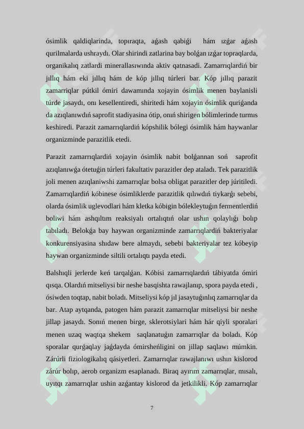 Zamarriqlar evolyuciyasi hám tarqaliwi. 7