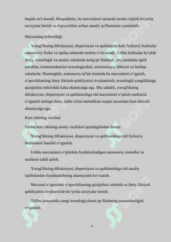 Yorug'likning difraksiyasi,dispersiyasi,va qutblanishga oid mavzularni o'qitish usullari haqida 4