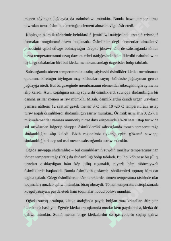 Temperaturanıń ózgeriwinıń ósimliklerge tásiri. 6