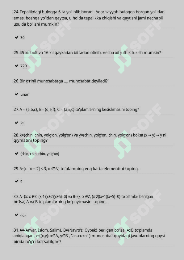 Diskret  fanidan yakuniy savolar XXX 6