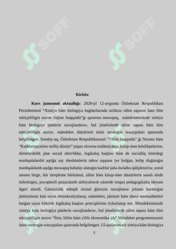 Xloroplasttıń dùzilisi hám funksiyası 2