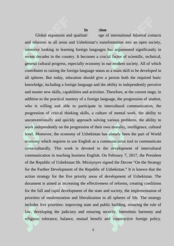 DEVELOPMENT OF INTERCULTURAL COMMUNICATION IN THE PROCESS OF TEACHING BUSINESS ENGLISH 2