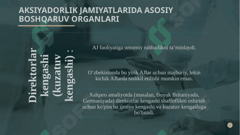 AKSIYADORLIK JAMIYATLARIDA BOSHQARUV ORGANLARI 7