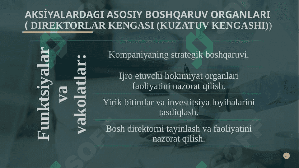 AKSIYADORLIK JAMIYATLARIDA BOSHQARUV ORGANLARI 8