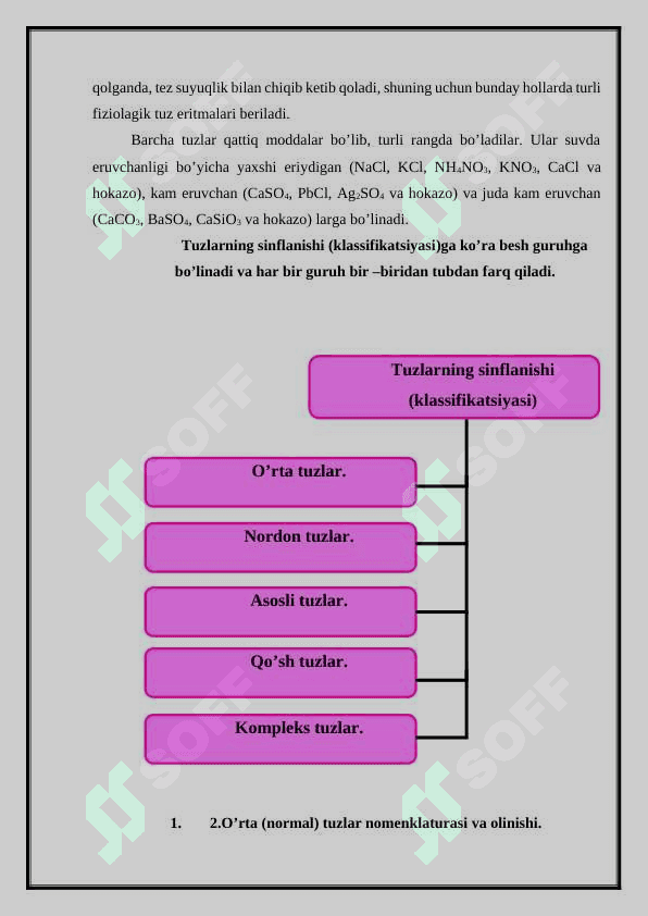 MAKTAB KURSIDA O’RTA TUZLAR MAVZUSIGA OID TAJRIBALAR O’TKAZISH METODIKASI 6