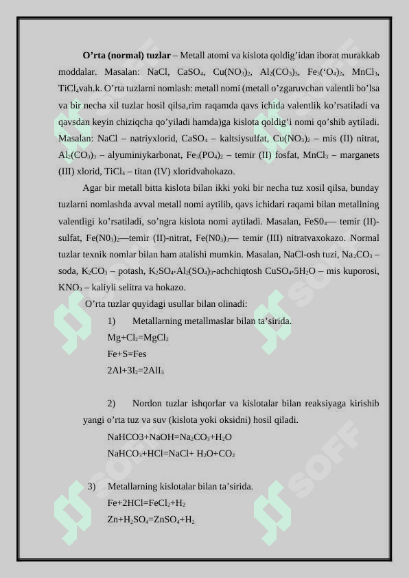MAKTAB KURSIDA O’RTA TUZLAR MAVZUSIGA OID TAJRIBALAR O’TKAZISH METODIKASI 7