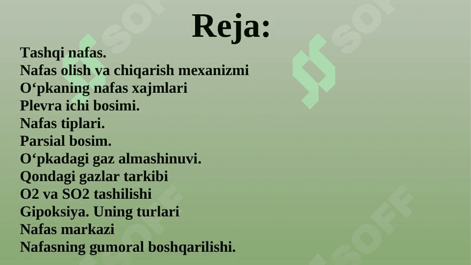 Nafas olish tizimining fiziologiyasi 2