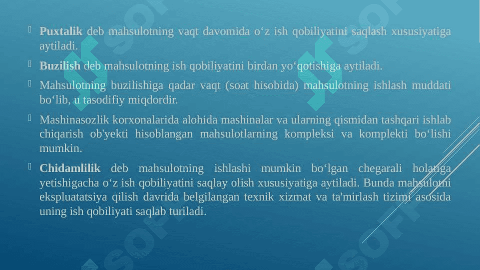 MASHINASOZLIK MAHSULOTLARI. ISHLAB CHIQARISH VA TEXNOLOGIK JARAYONLAR 4