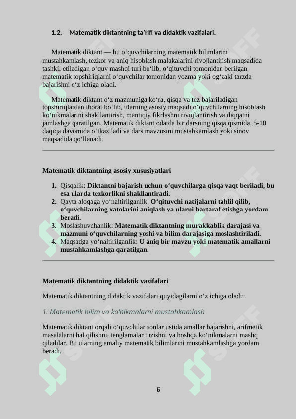 RAQAMLASHGA O‘RGATISHDA MATEMATIK DIKTANTNING O‘RNI 6