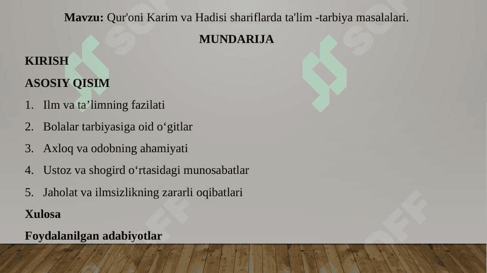 Qur'oni Karim va Hadisi shariflarda ta'lim -tarbiya masalalari 2