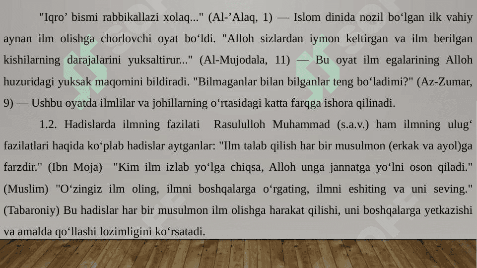 Qur'oni Karim va Hadisi shariflarda ta'lim -tarbiya masalalari 6