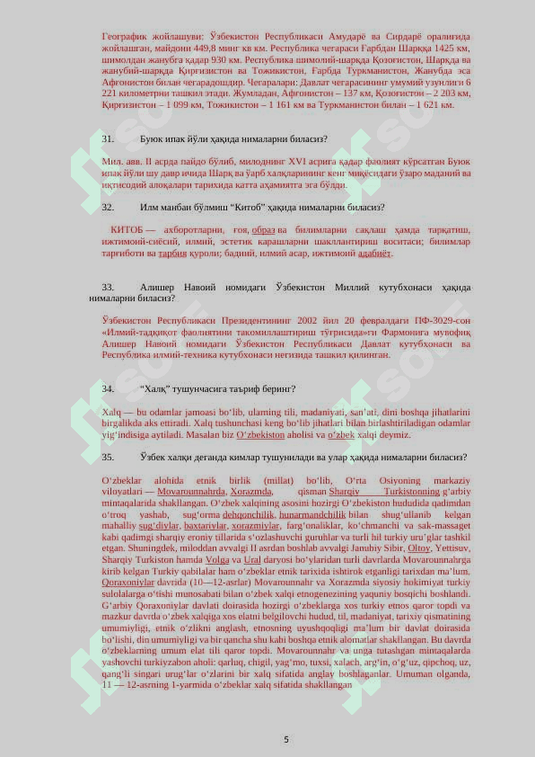 Ma'navyat Savollar 5