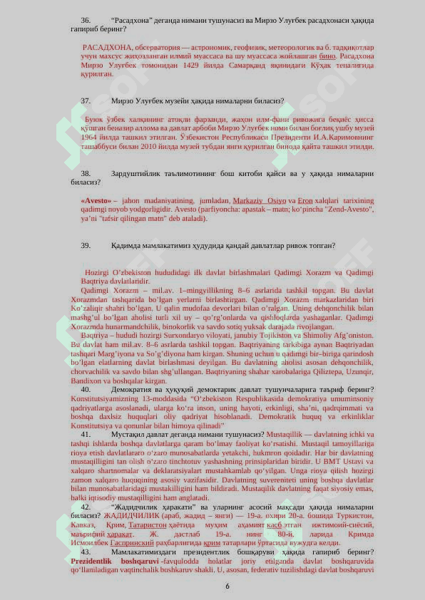 Ma'navyat Savollar 6