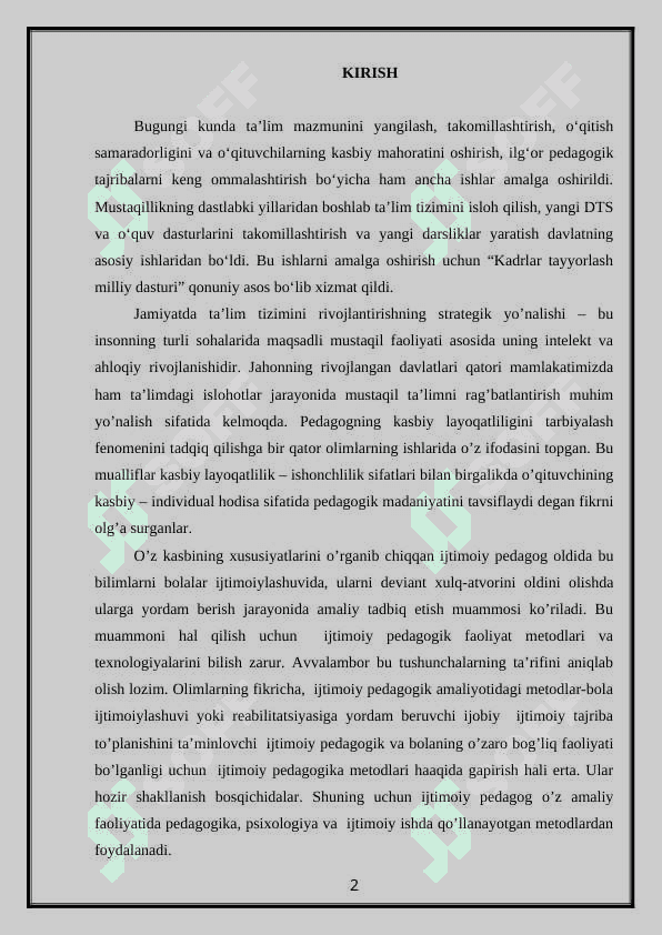 IJTIMOIY-PEDAGOGIK FAOLIYAT METODIKASI VA TEXNOLOGIYASI 2