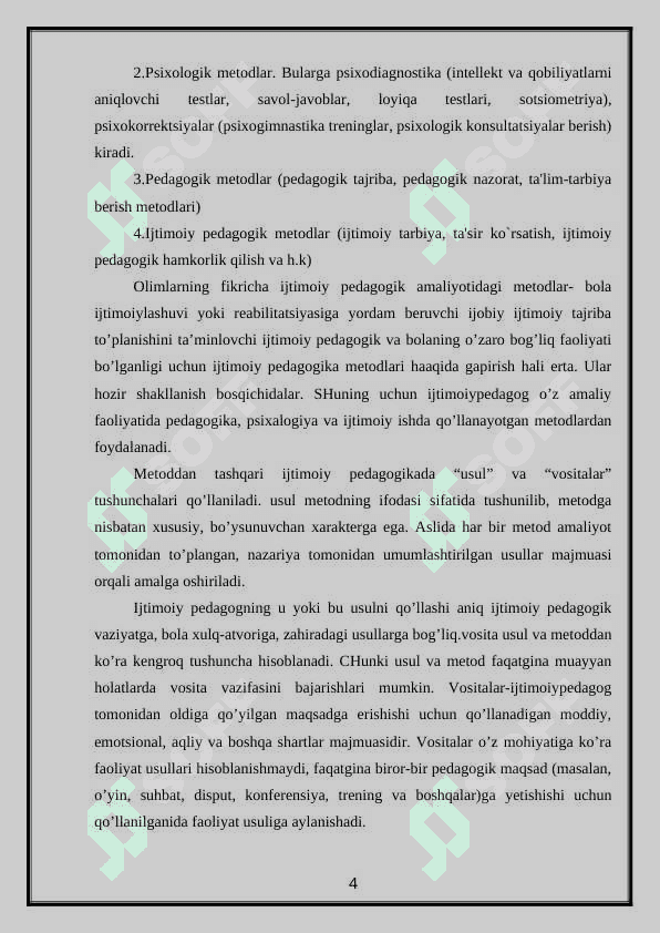 IJTIMOIY-PEDAGOGIK FAOLIYAT METODIKASI VA TEXNOLOGIYASI 4