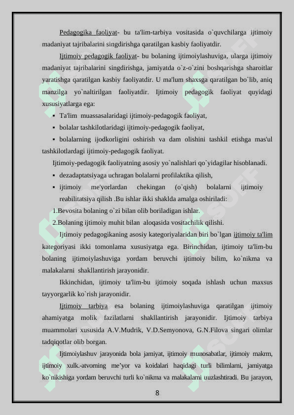 IJTIMOIY-PEDAGOGIK FAOLIYAT METODIKASI VA TEXNOLOGIYASI 8