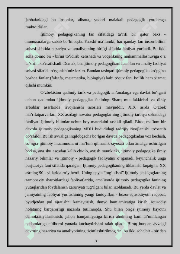 Respublikamizda ijtimoiy pedagogikaning ilmiy va amaliy sohasi 7