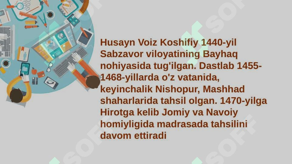 Husayn Voiz Koshifiy notiq va  axloq targ'ibotchisi.Adabiyot 3