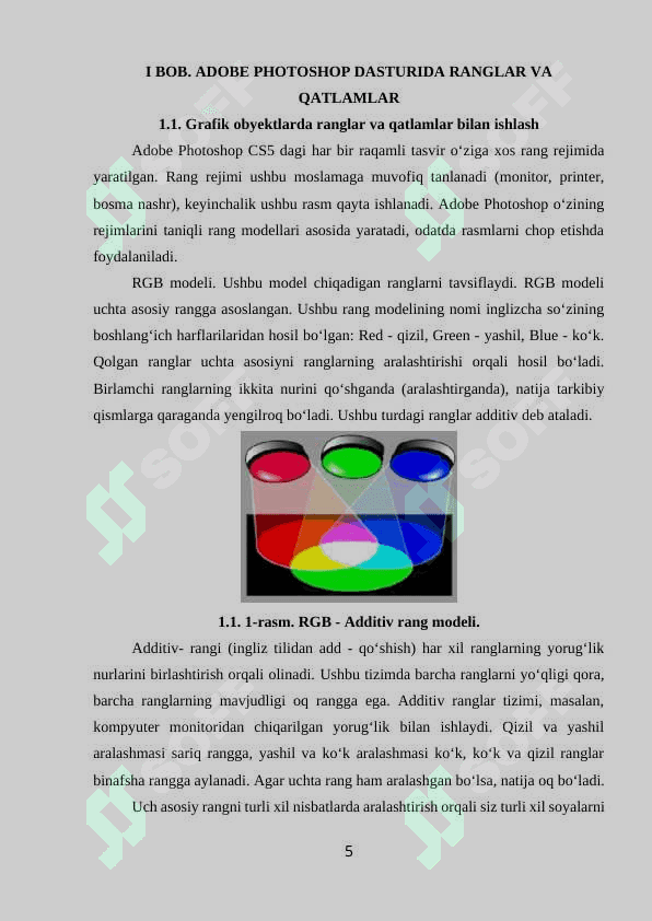 ADOBE PHOTOSHOP DASTURNING GRAFIK OBYEKTLARDA RANGLAR VA QATLAMLAR BILAN ISHLASHNING ZAMONAVIY USULLARI. 4
