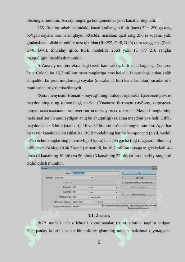ADOBE PHOTOSHOP DASTURNING GRAFIK OBYEKTLARDA RANGLAR VA QATLAMLAR BILAN ISHLASHNING ZAMONAVIY USULLARI. 5