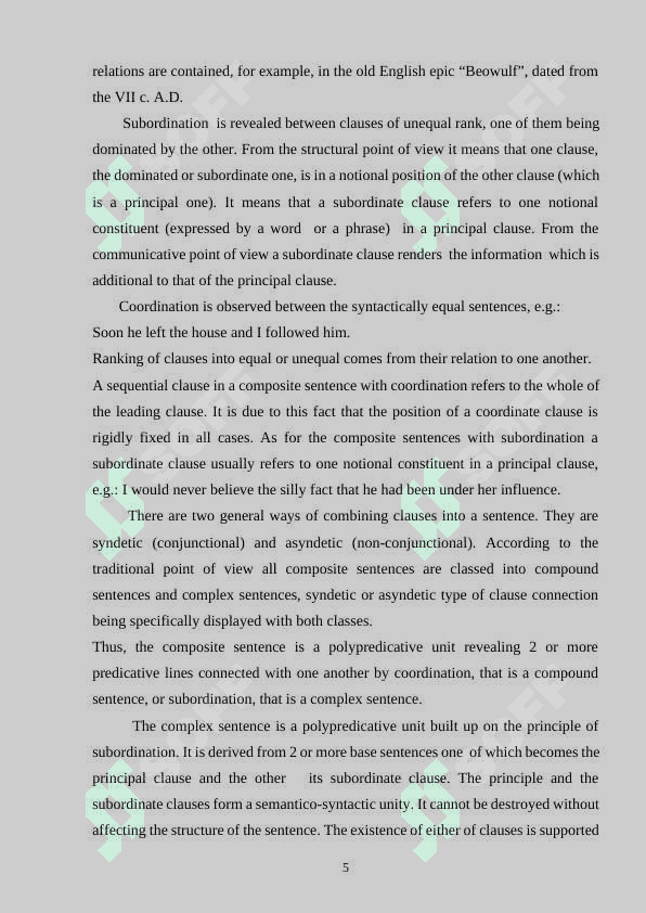 The  structure  of  a  complex  Sentence 5