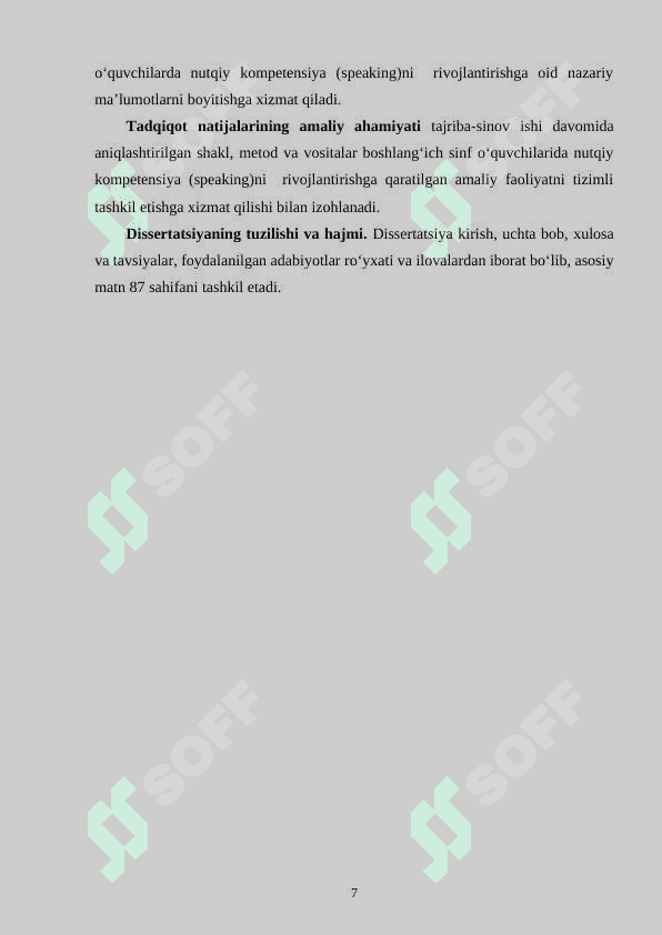 BOSHLANGʻICH SINF OʻQUVCHILARIDA NUTQIY KOMPETENSIYA (SPEAKING)NI RIVOJLANTIRISHNING NAZARIY-METODIK ASOSLARI 7