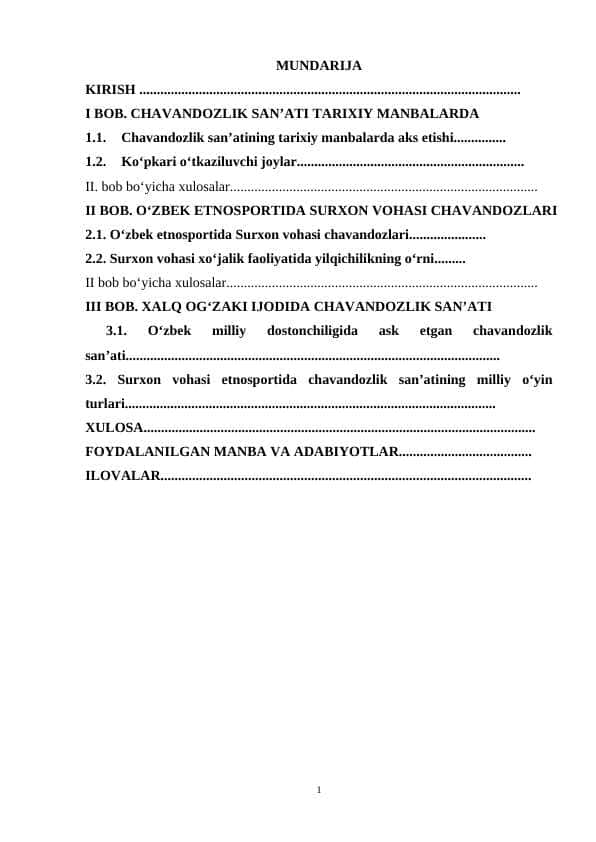 CHAVANDOZLIK SAN’ATI TARIXIY MANBALARDA 1
