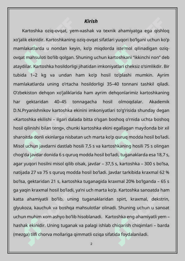 Kartoshkaning xo`l va xalqali cherish kasalliklari va ularga qarshi kurash choralari 2