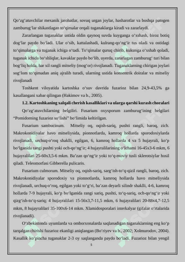 Kartoshkaning xo`l va xalqali cherish kasalliklari va ularga qarshi kurash choralari 5