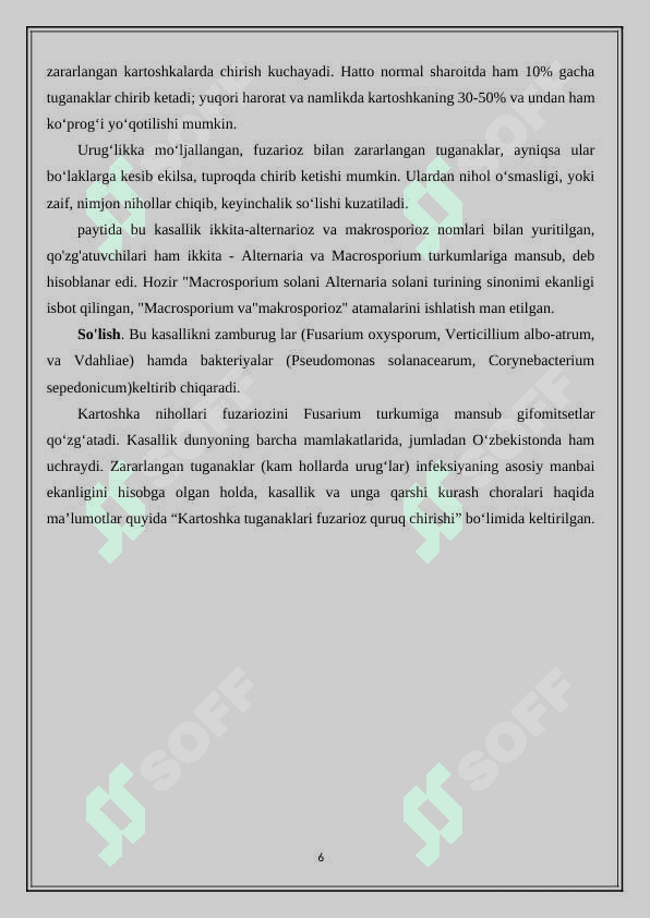 Kartoshkaning xo`l va xalqali cherish kasalliklari va ularga qarshi kurash choralari 6
