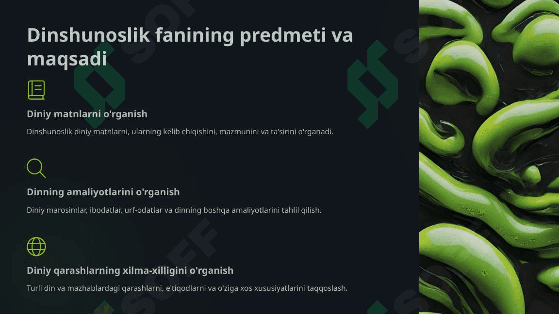 Dinshunoslik fanining vazifalari 3
