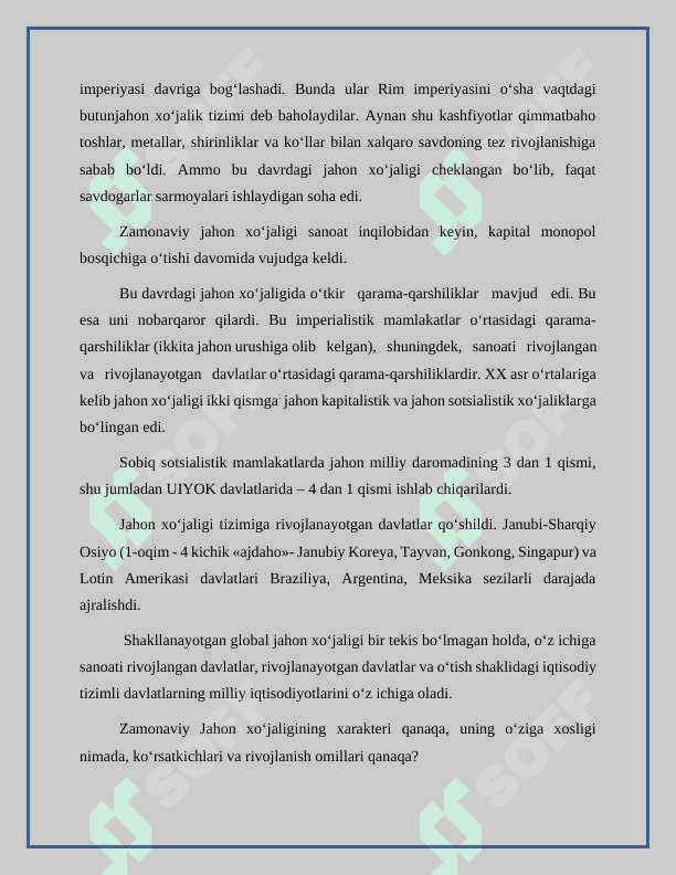 JAHON BIRJALARINING RIVOJLANISH TARIXI VA TENDENSIYALARI 8