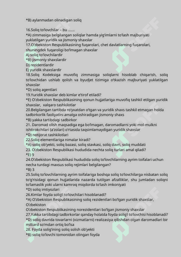 soliqdan test savollari va javoblari docx 2