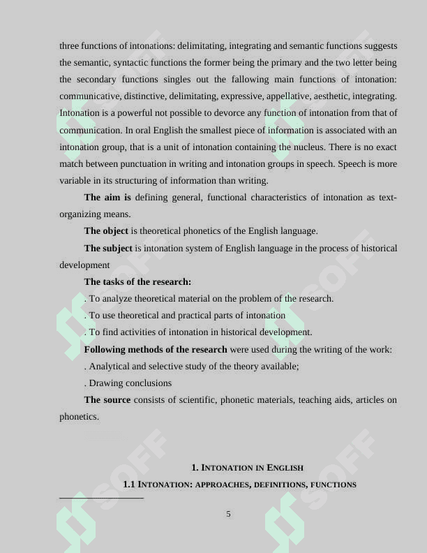 COMPONENTS OF INTONATION AND THE STRUCTURE OF ENGLISH  INTONATION GROUP 5