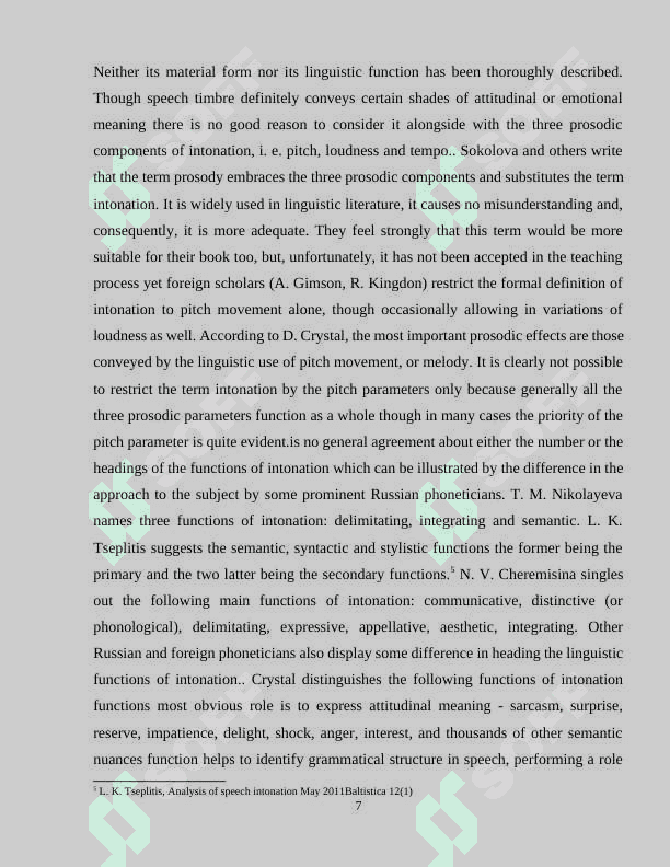 COMPONENTS OF INTONATION AND THE STRUCTURE OF ENGLISH  INTONATION GROUP 7