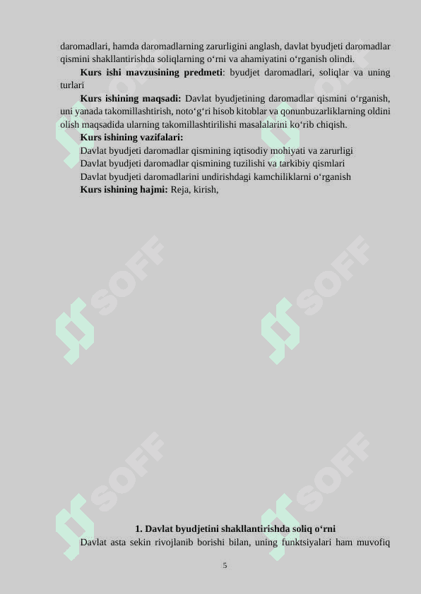 DAVLAT BYUDJETI DAROMADLAR QISMINI SHAKLLANTIRISHDA SOLIQ TO‘LOVLARINING AHAMIYATI 5