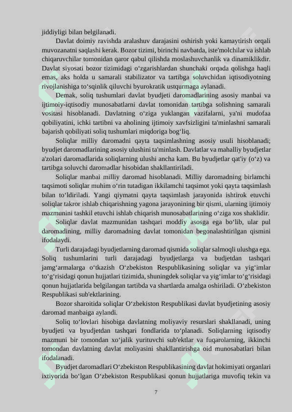 DAVLAT BYUDJETI DAROMADLAR QISMINI SHAKLLANTIRISHDA SOLIQ TO‘LOVLARINING AHAMIYATI 7