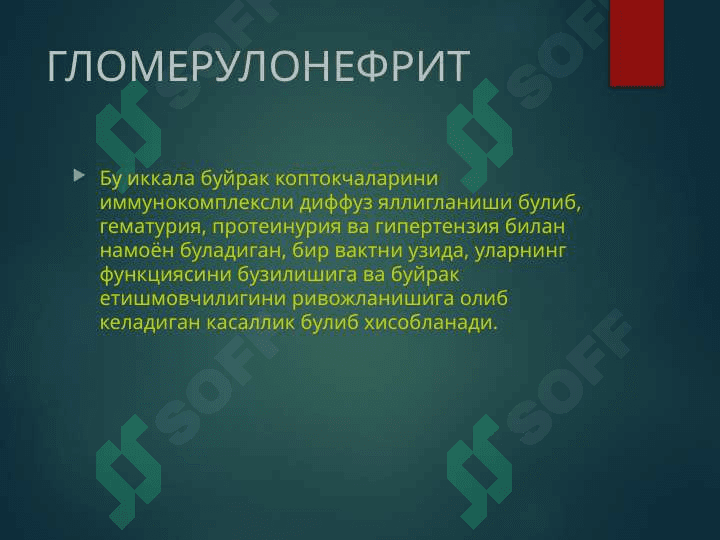 ГЛОМЕРУЛОНЕФРИТ КАСАЛЛИГИ 2
