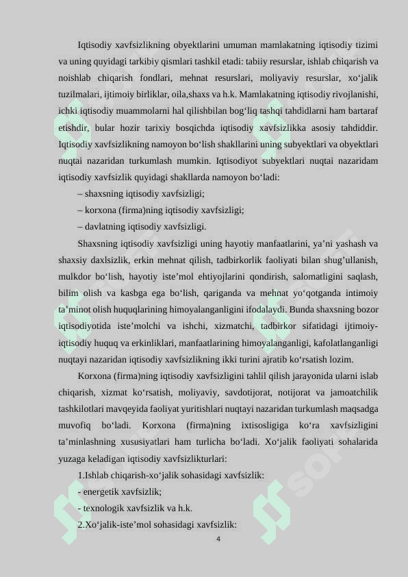 Jamiyatdagi iqtisodiy xavflar va ulardan muhofazalanish chora-tadbirlari 4