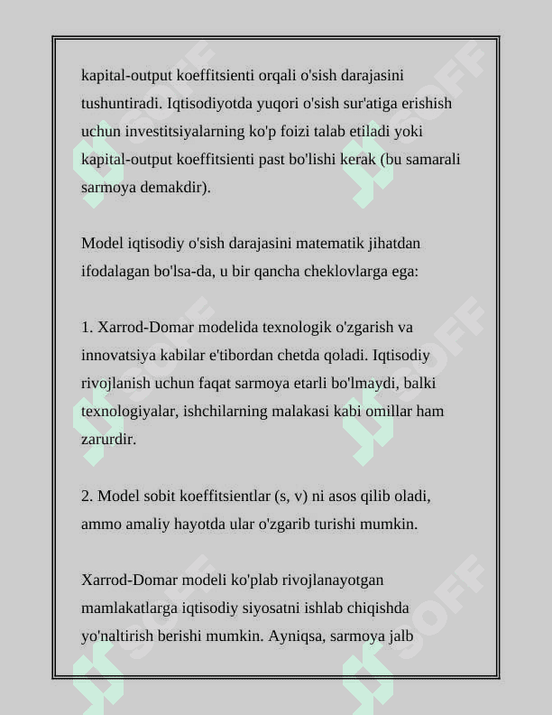 DINAMIK MODELLAR. XARROD-DOMAR. SOLOU 5