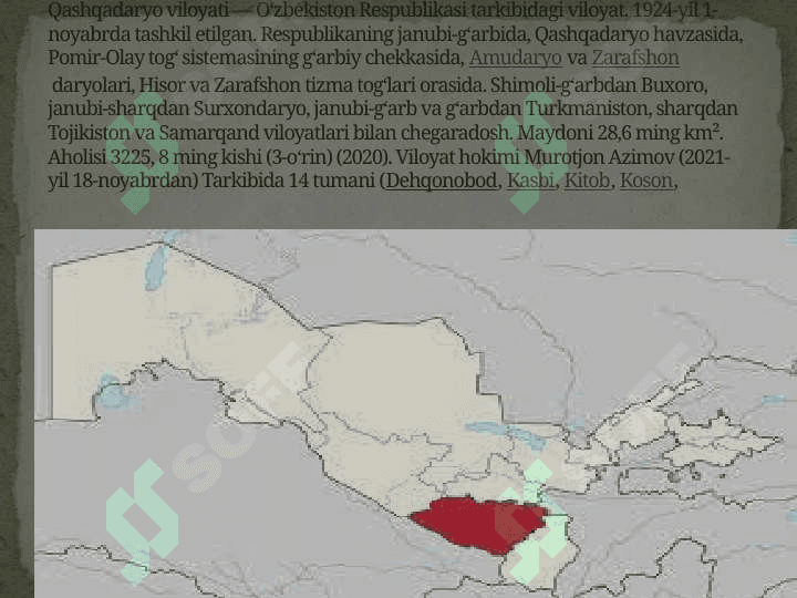 Qashqadaryo vohasi shaharlari haqida umumiy malumot.Slayd 2