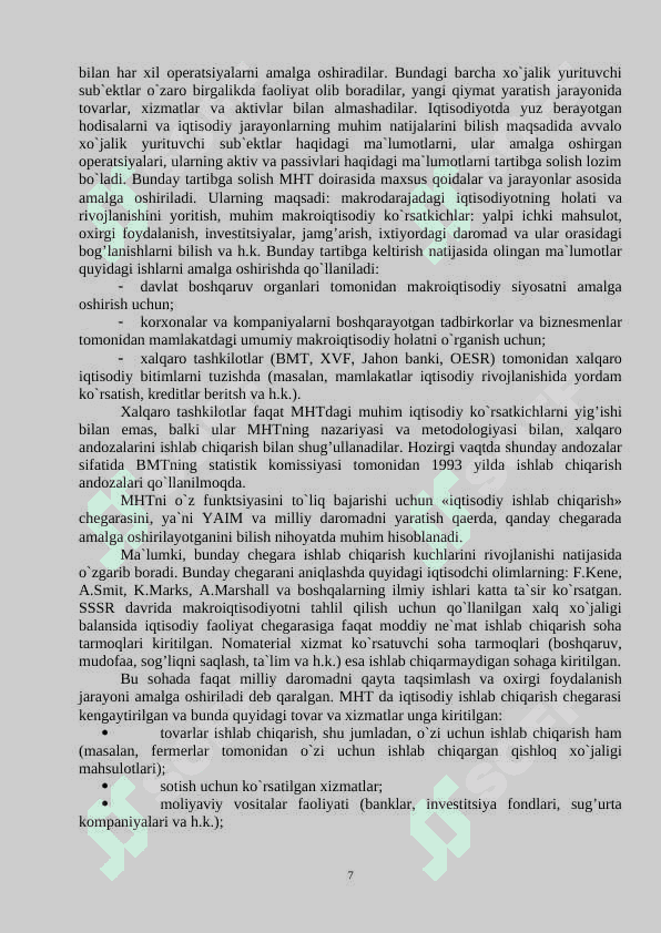 STATISTIKA (Iqtisodiy statistika) fanidan   O’QUV – USLUBIY  MAJMUA 7