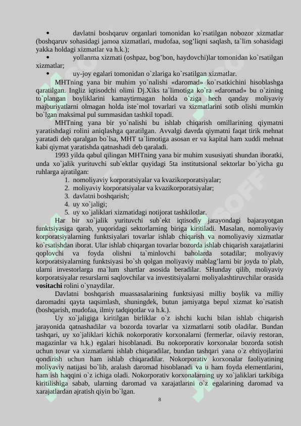 STATISTIKA (Iqtisodiy statistika) fanidan   O’QUV – USLUBIY  MAJMUA 8