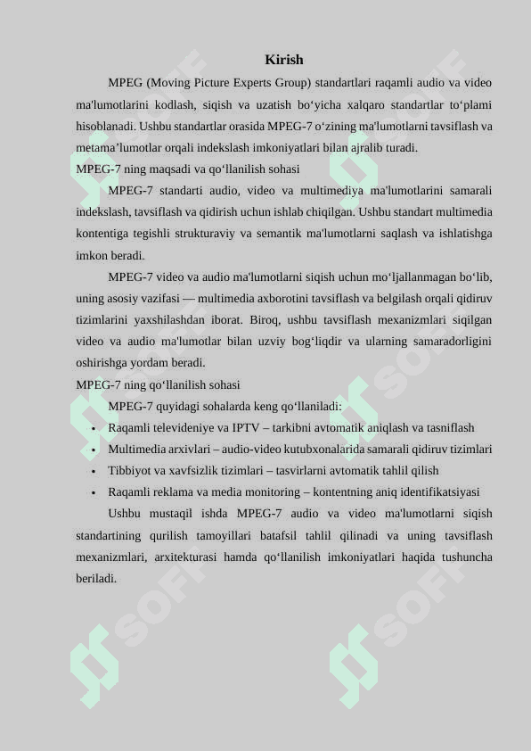 MPEG-7 audio-video ma'lumotlarni siqish standartini qurish tamoyillari 3