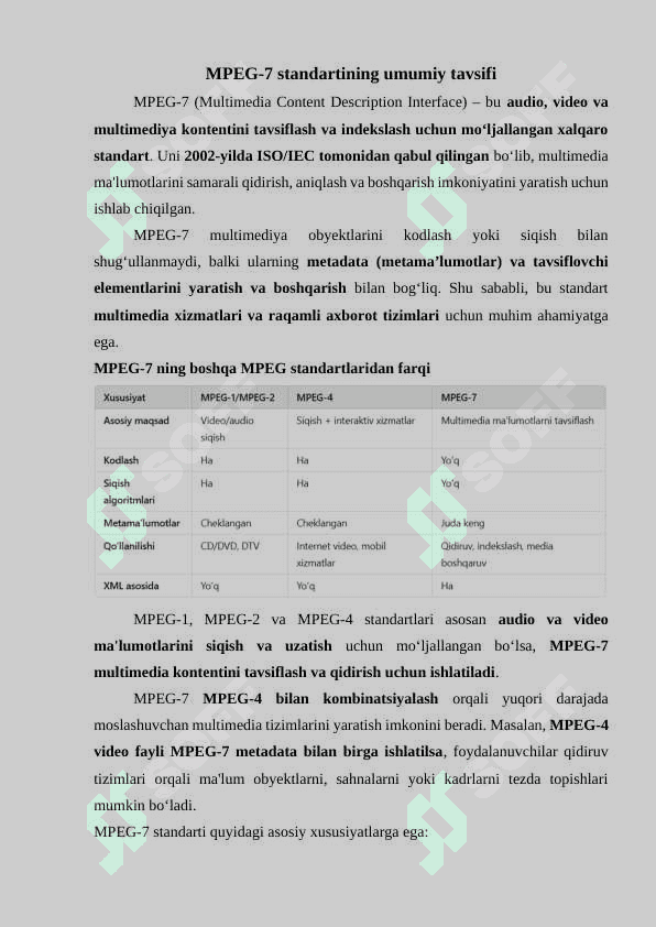 MPEG-7 audio-video ma'lumotlarni siqish standartini qurish tamoyillari 4