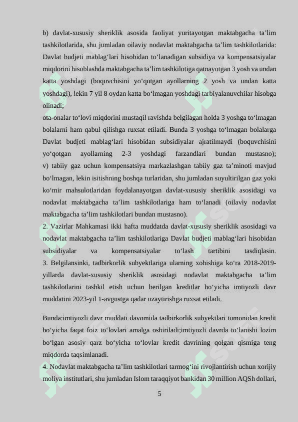 Maktabgacha ta’limni rivojlantirish 5