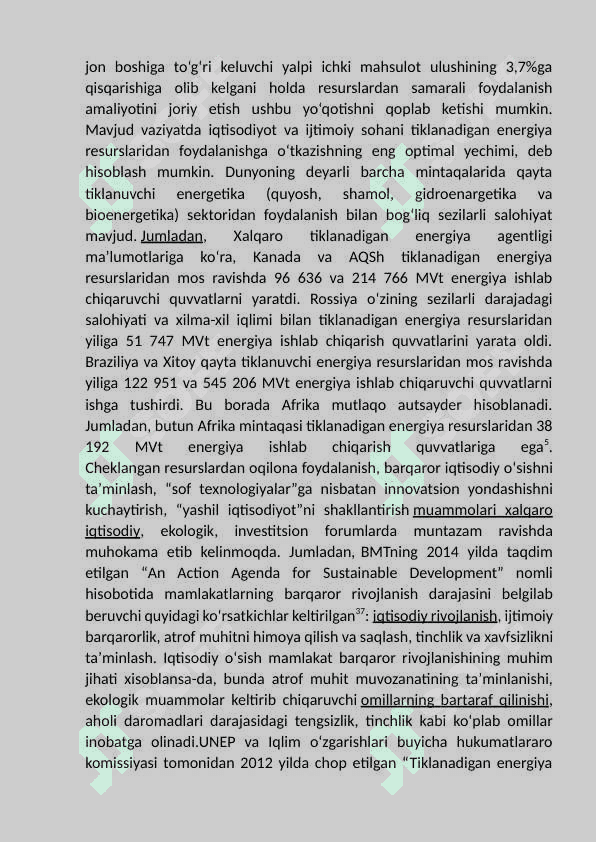 Yashil iqtisodiyot”ga o’tish  siyosati. 6