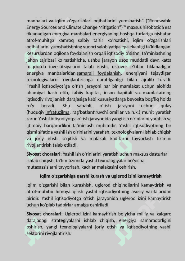 Yashil iqtisodiyot”ga o’tish  siyosati. 7